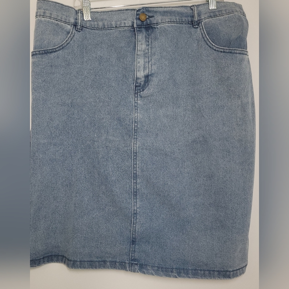 Agnes Orinda Classic Light Blue Denim Skirt 2X NWT